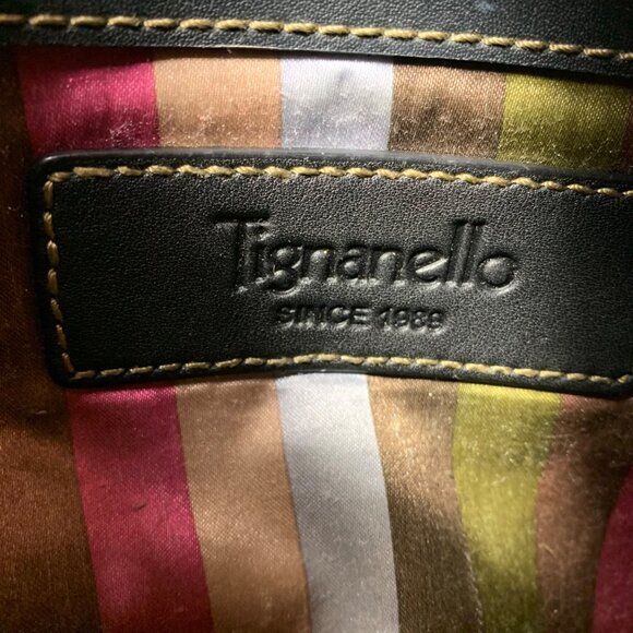 TIGNANELLO Vintage Black Leather Buckle Front Crossbody Travel Everyday Bag - Picture 5 of 9